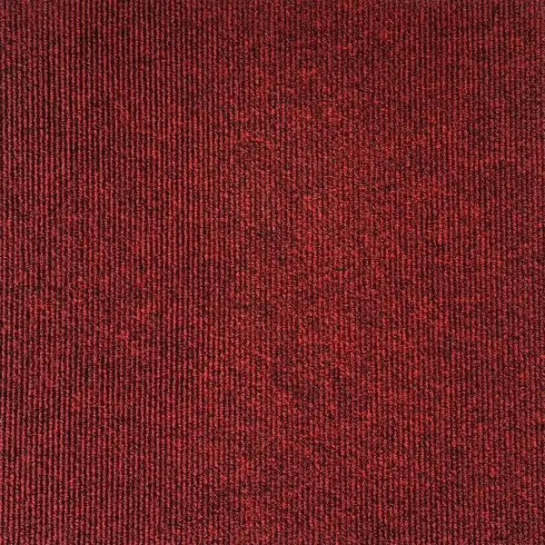 Textured red carpet tile with vertical ribbed pattern